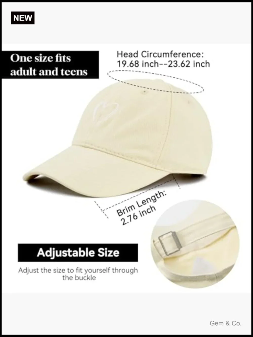 Women's Heart Embroidered Baseball Cap Adjustable Cotton Dad Hat Low Profile